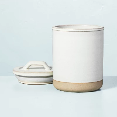 3pc Modern Rim Stoneware Canister Set Cream/Clay - Hearth & Handâ„¢ With Magnolia - Image 2