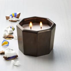 Octagonal Ceramic Cashmere & Suede Fall Jar Candle Metallic Bronze - Hearth & Handâ„¢ With Magnolia