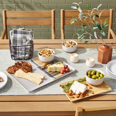 3pc Mixed Fall Pattern Bamboo-Melamine Serving Trays Gold/Blue/Cream - Hearth & Handâ„¢ With Magnolia