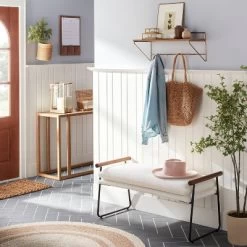 24" Wood & Brass Wall Shelf With Hooks - Hearth & Handâ„¢ With Magnolia