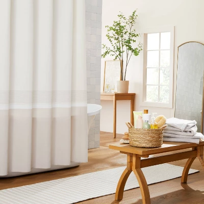 Color Block Striped Woven Shower Curtain - Hearth & Handâ„¢ With Magnolia - Image 2