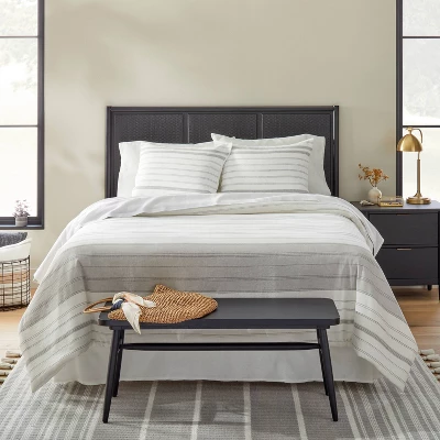 Alternating Pinstripe Duvet & Sham Set Gray/Cream - Hearth & Handâ„¢ With Magnolia - Image 3
