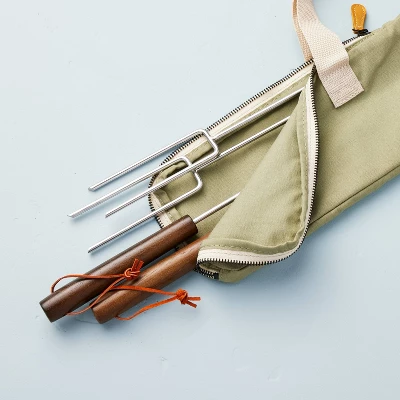 4pc Stainless Steel Grilling Skewers With Canvas Bag - Hearth & Handâ„¢ With Magnolia - Image 2