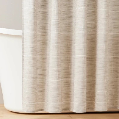 Stitched Grid Lines Woven Shower Curtain Light Brown/Cream - Hearth & Handâ„¢ With Magnolia - Image 2