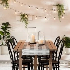 Oversized Broken Stripes Tassel Table Runner Black/Sour Cream - Hearth & Handâ„¢ With Magnolia