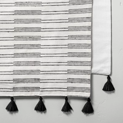 Oversized Broken Stripes Tassel Table Runner Black/Sour Cream - Hearth & Handâ„¢ With Magnolia - Image 2