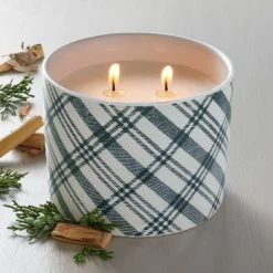 Plaid Ceramic Fireside Spruce Jar Christmas Candle Dark Green 11oz - Hearth & Handâ„¢ With Magnolia