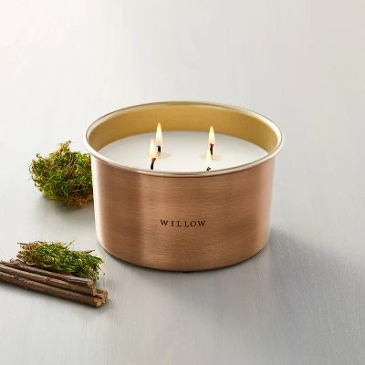 Lidded Metal Willow 4-Wick Jar Candle Brass Finish 20oz - Hearth & Handâ„¢ With Magnolia