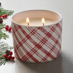 Plaid Ceramic Balsam & Berry Jar Christmas Candle Red 11oz - Hearth & Handâ„¢ With Magnolia