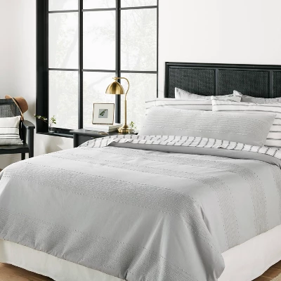 16"x42" Slub Center Stripe Oversized Lumbar Bed Pillow - Hearth & Handâ„¢ With Magnolia