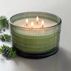 Textured Glass Cypress & Pine Jar Christmas Candle Green 24oz - Hearth & Handâ„¢ With Magnolia