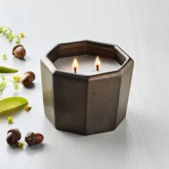 Octagonal Ceramic Autumn Cider Fall Jar Candle Metallic Bronze - Hearth & Handâ„¢ With Magnolia