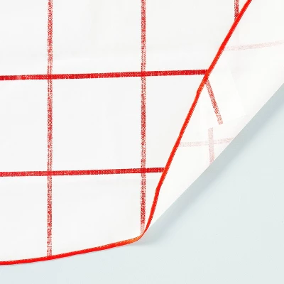 70" Distressed Grid Lines Wipeable Oil-Cloth Round Tablecloth Red/Cream - Hearth & Handâ„¢ With Magnolia - Image 2