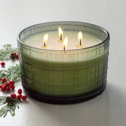 Textured Glass Balsam & Berry Jar Christmas Candle Green 24oz - Hearth & Handâ„¢ With Magnolia