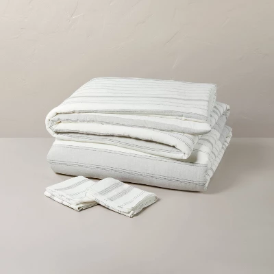 Alternating Pinstripe Duvet & Sham Set Gray/Cream - Hearth & Handâ„¢ With Magnolia - Image 2