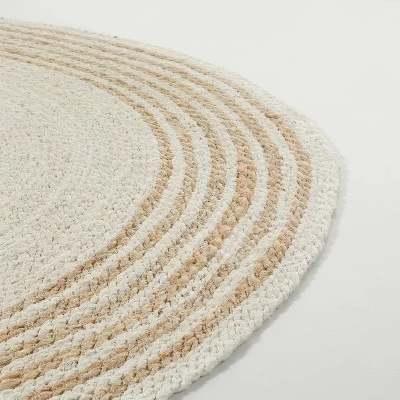 Round 6' Multi Stripe Braided Jute Area Rug Cream/Tan - Hearth & Handâ„¢ With Magnolia - Image 2