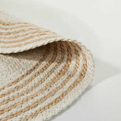 Round 6' Multi Stripe Braided Jute Area Rug Cream/Tan - Hearth & Handâ„¢ With Magnolia - Image 3