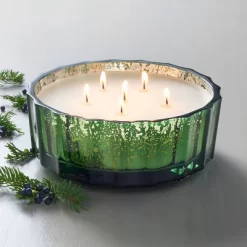 Mercury Glass Cypress & Pine Jar Christmas Candle Green 32oz - Hearth & Handâ„¢ With Magnolia