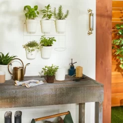 18.6" Wide 7pc Wall Mounted Metal Planter Set Sour Cream - Hearth & Handâ„¢ With Magnolia