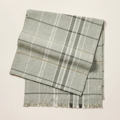 Textured Fall Plaid Woven Table Runner Sage Green - Hearth & Handâ„¢ With Magnolia - Image 4