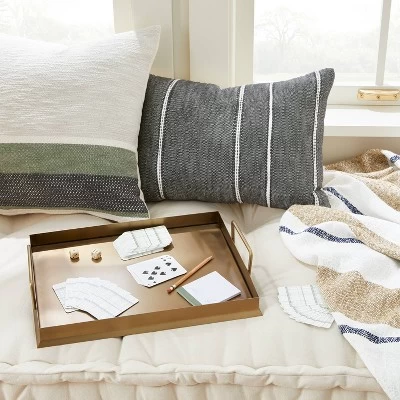 14"x20" Stripe Pattern Throw Pillow Dark Gray/White/Beige - Hearth & Handâ„¢ With Magnolia