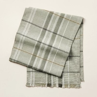 Textured Fall Plaid Woven Table Runner Sage Green - Hearth & Handâ„¢ With Magnolia - Image 3