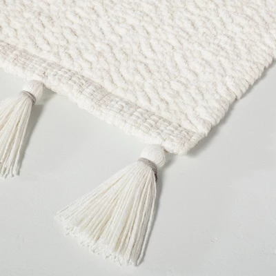 24" X 60" Solid Tassels Bath Rug Sour Cream - Hearth & Handâ„¢ With Magnolia - Image 2