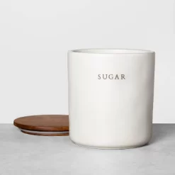 67oz Stoneware Sugar Canister With Wood Lid Cream/Brown - Hearth & Handâ„¢ With Magnolia