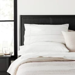 2pk Standard Cotton Percale Multistripe Pillowcase Set Gray/Neutrals - Hearth & Hand™ With Magnolia