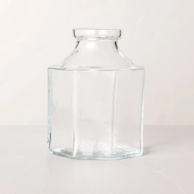 Octagonal Clear Glass Bottle Vase - Hearth & Handâ„¢ With Magnolia - Image 4