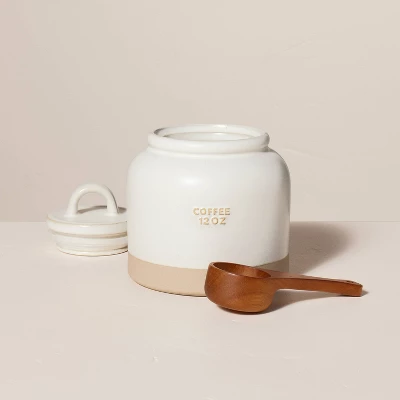 12oz Stoneware Crock Coffee Canister With Scoop Cream/Clay - Hearth & Handâ„¢ With Magnolia - Image 2