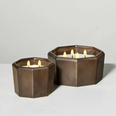 Octagonal Ceramic Autumn Cider Fall Jar Candle Metallic Bronze - Hearth & Handâ„¢ With Magnolia - Image 3