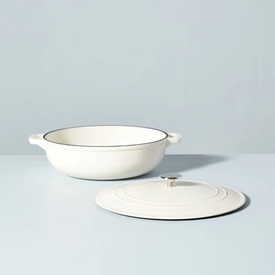 5.3qt Enameled Cast Iron Braiser Sour Cream - Hearth & Handâ„¢ With Magnolia - Image 2