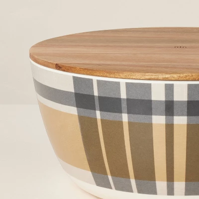 10pc Fall Plaid & Stripe Bamboo-Melamine Picnic Set Tan/Blue/Cream - Hearth & Handâ„¢ With Magnolia - Image 3