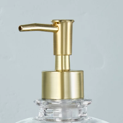 Sculpted Glass Soap/Lotion Pump Dispenser Clear/Brass - Hearth & Handâ„¢ With Magnolia - Image 3