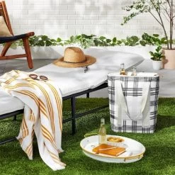 Soft-Sided 20can/19qt Plaid Backpack Cooler - Black/Gray/White - Hearth & Handâ„¢ With Magnolia