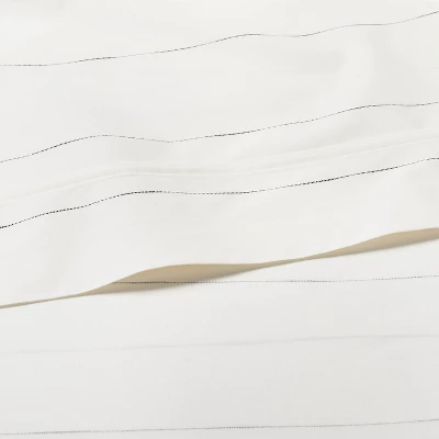 Cotton Percale Thin Stripe Sheet Set Sour Cream/Railroad Gray - Hearth & Handâ„¢ With Magnolia