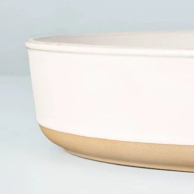95oz Modern Rim Stoneware Oval Serving Bowl Cream/Clay - Hearth & Handâ„¢ With Magnolia - Image 2